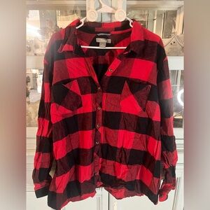 Natural Reflections Red and Black Plaid Shirt